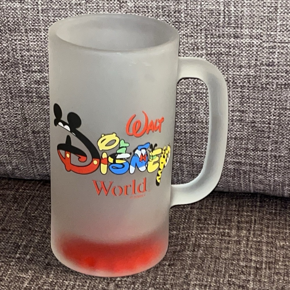 Vintage Walt Disney World Frosted Glass Freezer Mug Souvenir 1970s